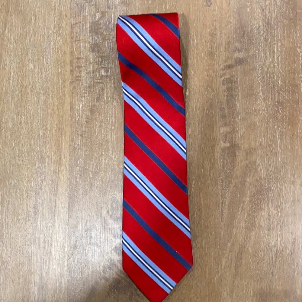 Tommy Hilfiger - Red and Blue Striped Silk Tie